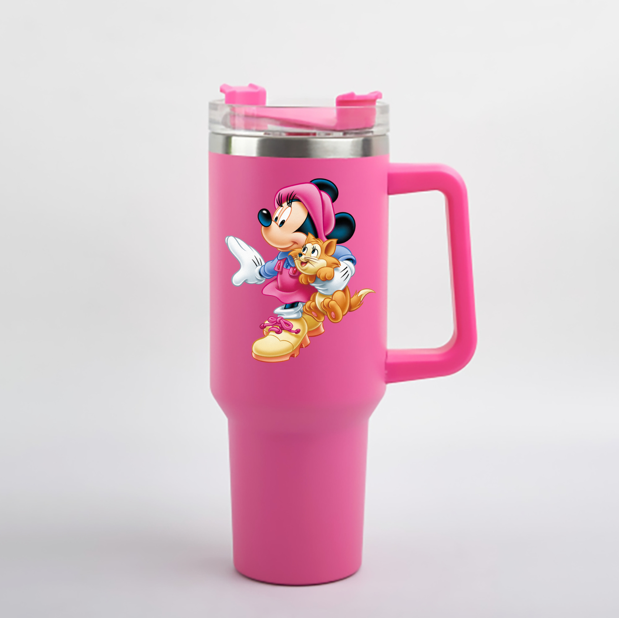 ミッキーマウス Mickey Mouse 1200mL車用タンブラー - クリスタルステッカー（プラスチックストロー付き）